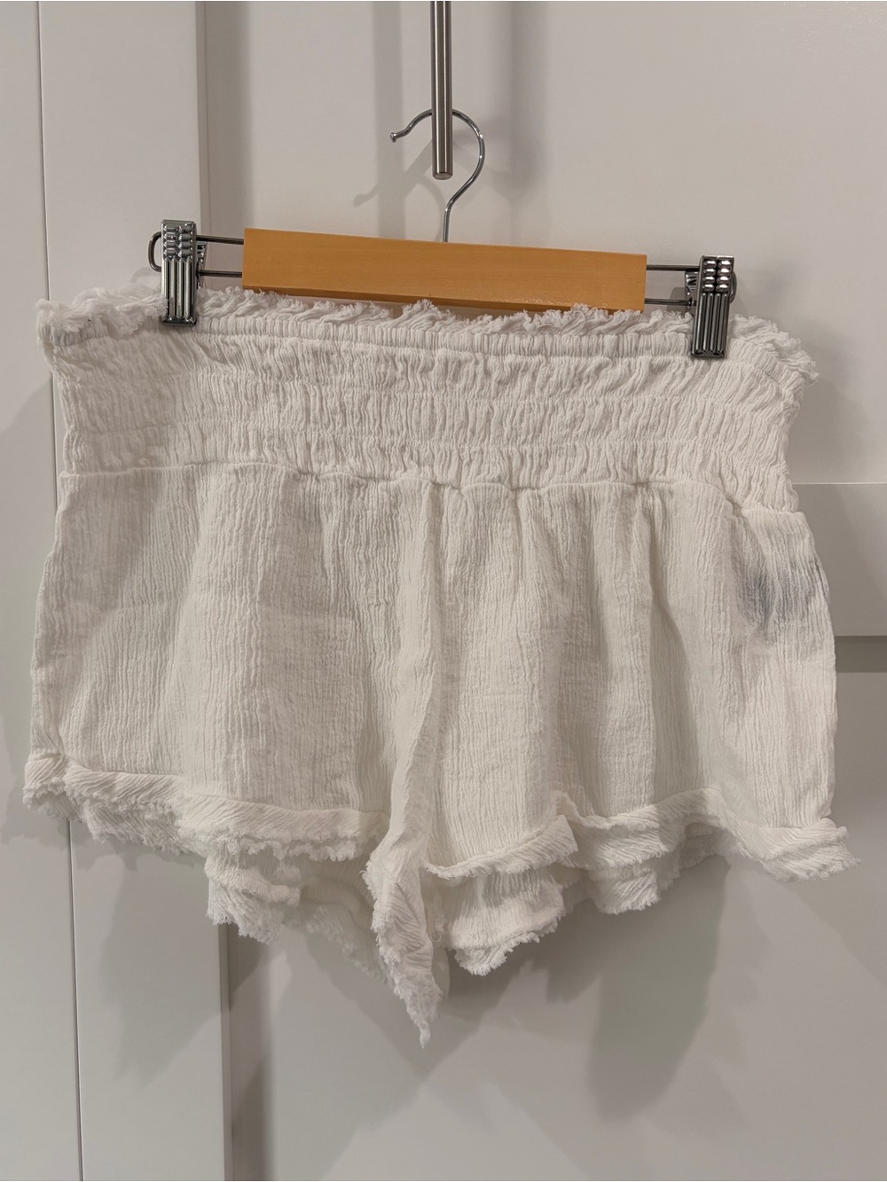 Altar’d State Poolside Smocked Shorts in White - Large